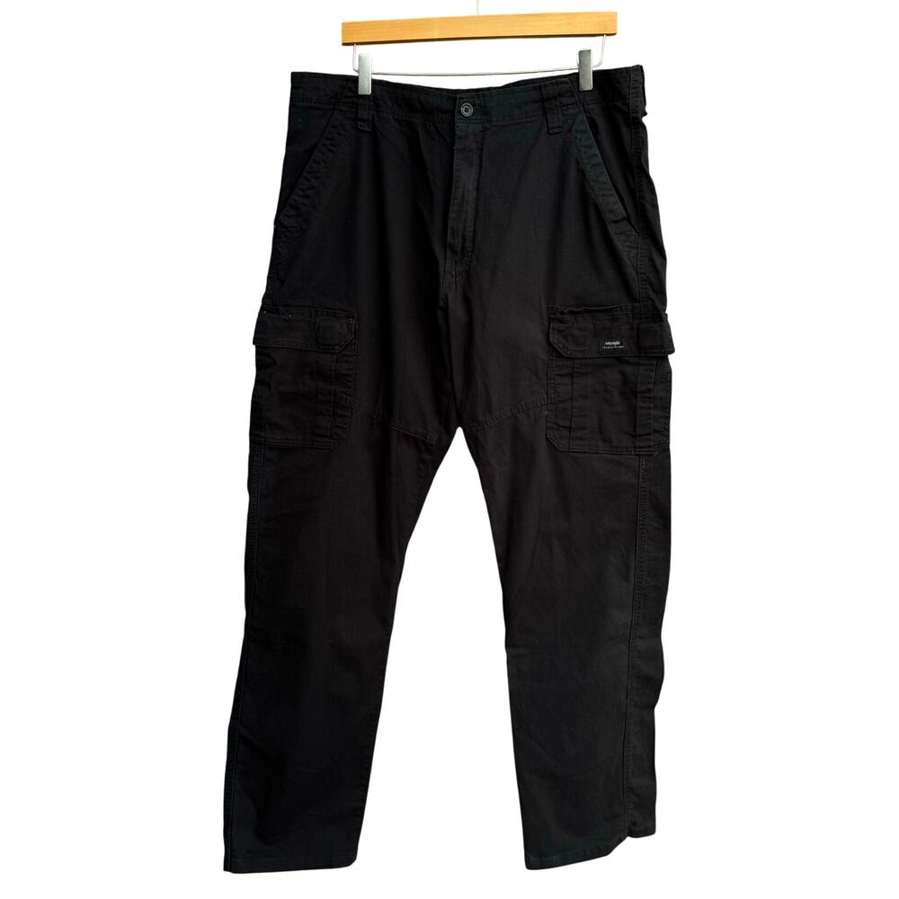 Wrangler Black Relaxed Fit Cargo Pants 36x34 Stretch